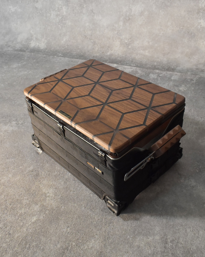 【訳あり傷あり30番】シェルコン50天板レール付き HARIGANE CLEAR シェルフコンテナ 三脚天板 ウォールナット&レジン※生産予定未定