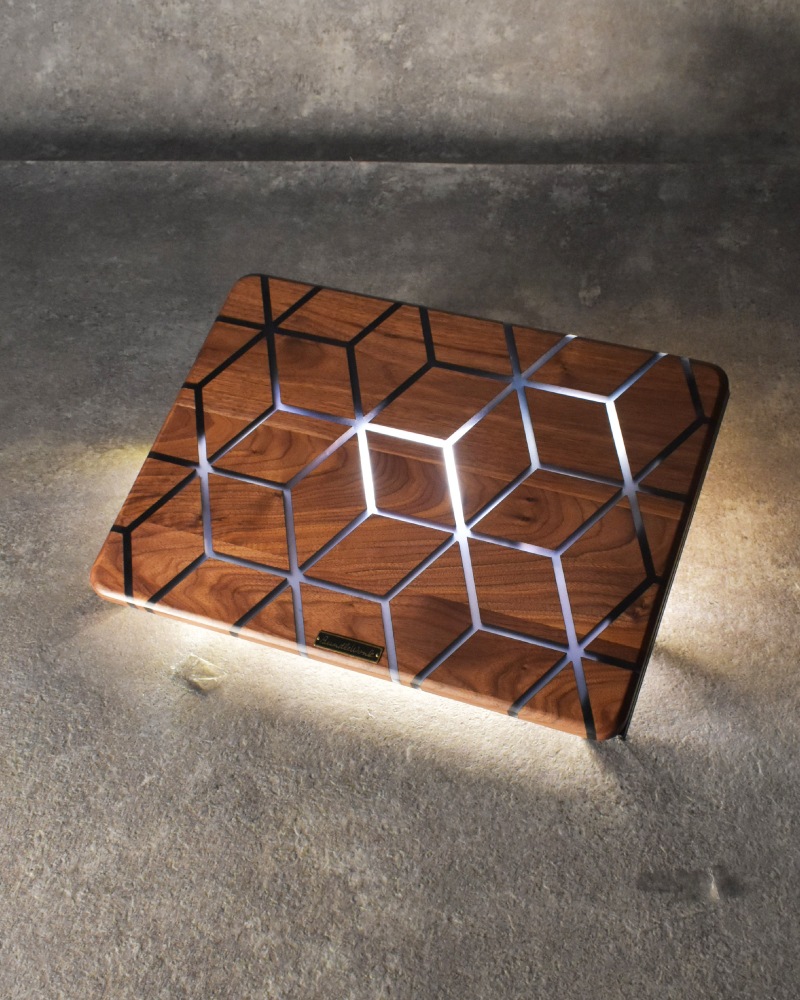 【訳あり傷あり33番】シェルコン50天板レール付き HARIGANE BLACK シェルフコンテナ 三脚天板 ウォールナット&レジン※生産予定未定