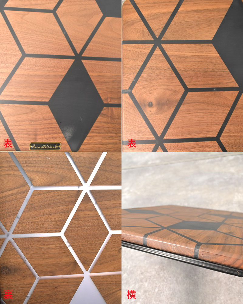 【訳あり傷あり32番】シェルコン50天板レール付き KATAMEN BLACK シェルフコンテナ 三脚天板 ウォールナット&レジン※生産予定未定