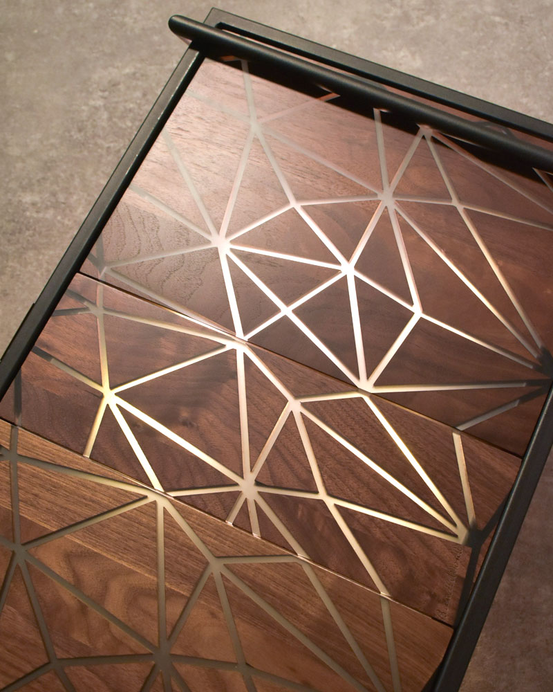 IGT天板 ハーフユニット 幾何学 BLACK ウォールナット＆レジン