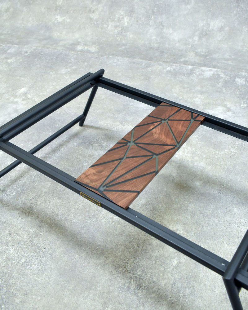 IGT天板 ハーフユニット 幾何学 BLACK ウォールナット＆レジン