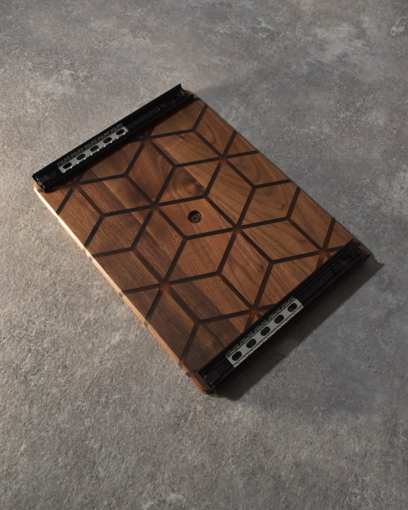 シェルコン50天板レール付き HARIGANE AMBER シェルフコンテナ 三脚天板 ウォールナット&レジン