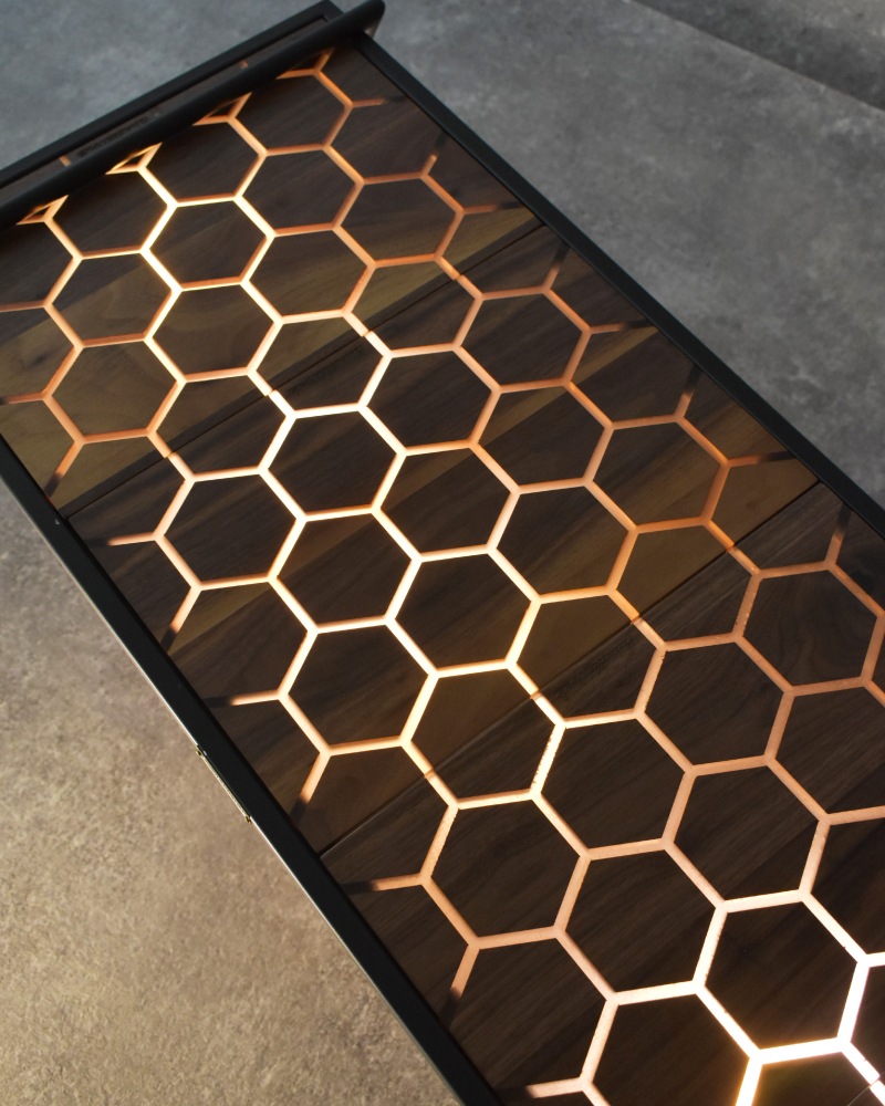 IGT天板 ハーフユニット BACHI IGT天板 ハーフユニット ウォールナット＆レジン ハニカム BLACK