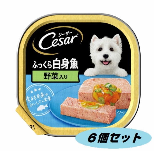 ドッグフード シーザー ふっくら白身魚野菜入り ふわふわローフタイプ 100g 6個