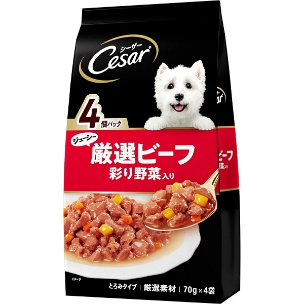 シーザーパウチ ジューシー厳選ビーフ入り 彩り野菜入り とろみ