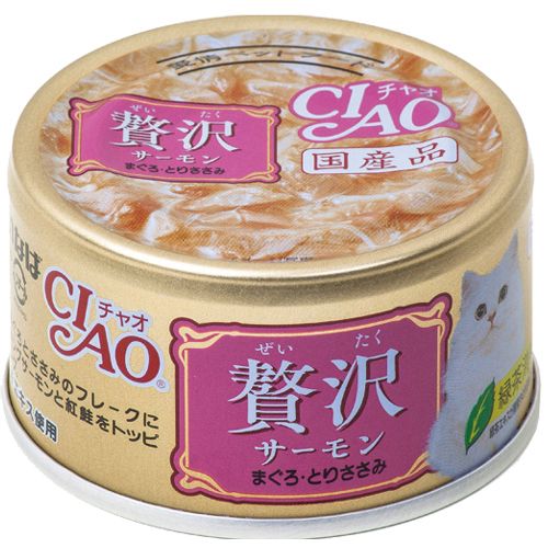 96缶 いなば CIAO チャオ 缶 猫 とりささみ キングサーモン チャオ 贅沢 サーモン まぐろ・とりささみ80g いなば チャオ缶