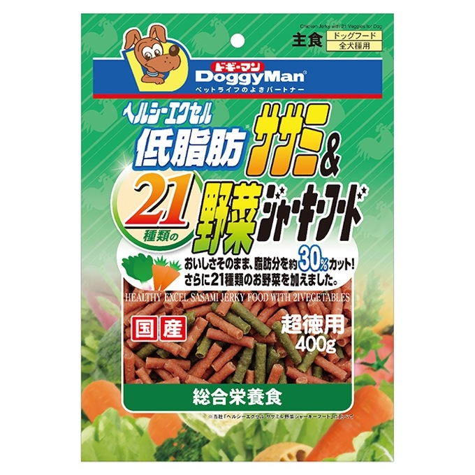 ドギーマン ヘルシーエクセル低脂肪ササミ＆21種類の野菜ジャーキー