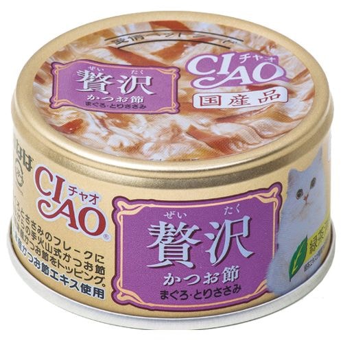 チャオ 48個セット】 贅沢 かつお節 まぐろ・とりささみ80g いなば