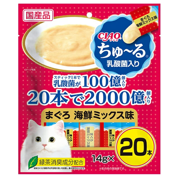 チャオ ちゅ～る 乳酸菌入り まぐろ 海鮮ミックス味 14g×20本 いなば