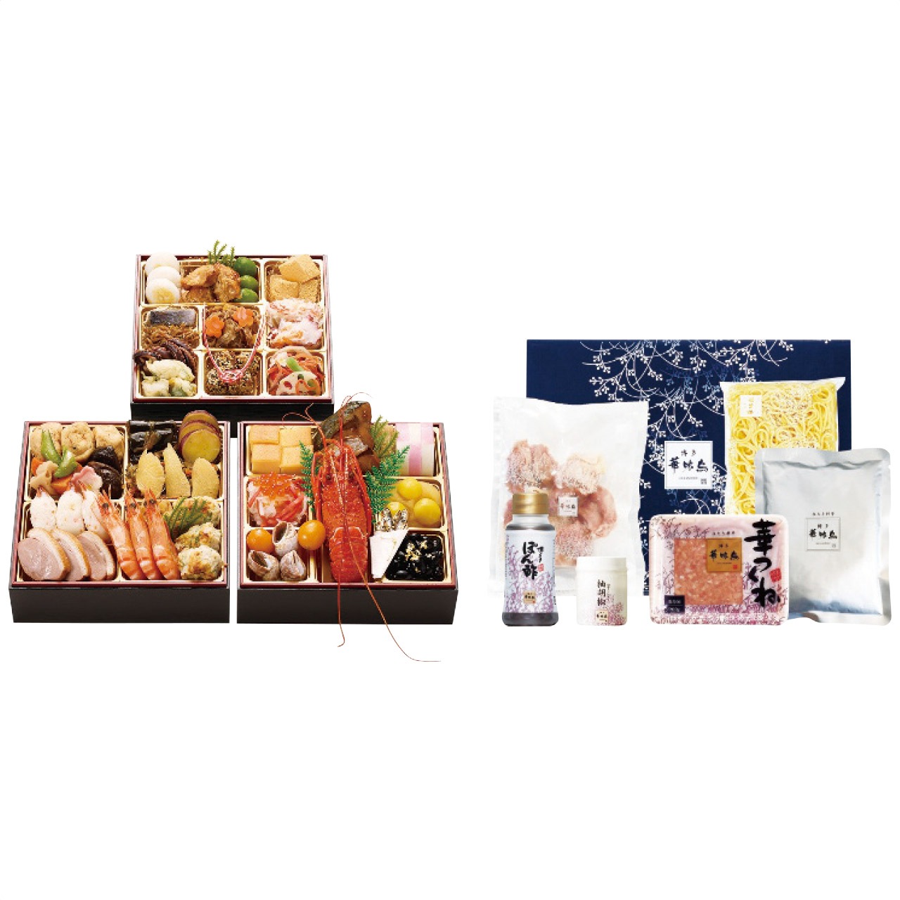 【送料込み】祇おん江口監修 葵 おせち 三段重＆華味鳥水たきセット