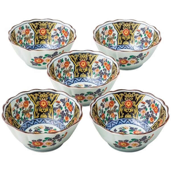 有田焼 染錦金彩紋 八角小鉢揃