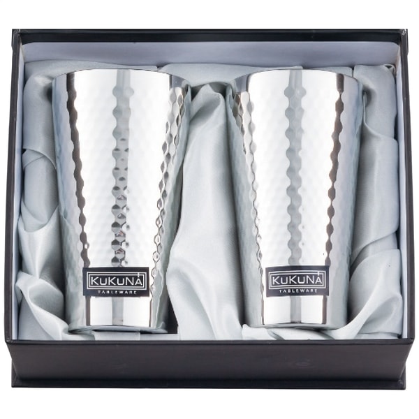 ククナ ステンレスタンブラー350ml2客セット(ミラー､槌目仕上げ)