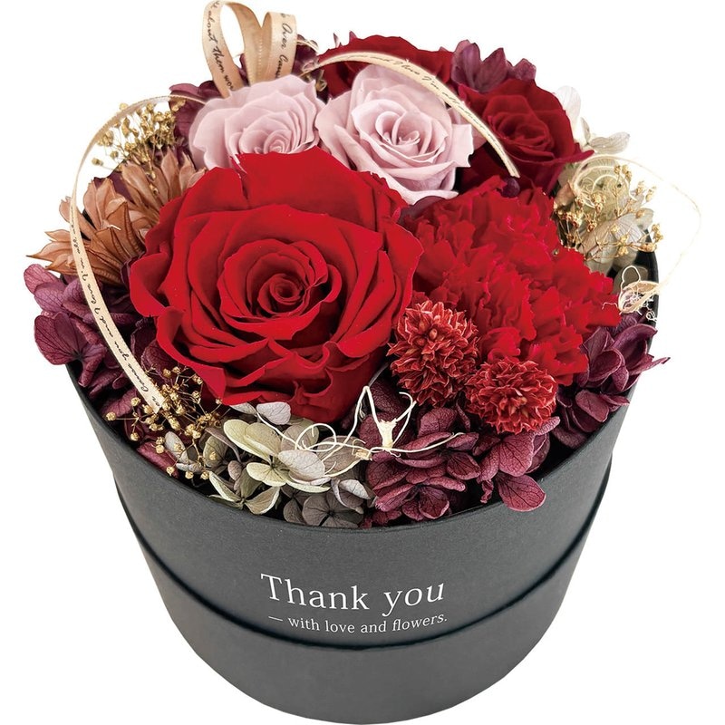 母の日 プリザーブドフラワー サークルボックス レッド
