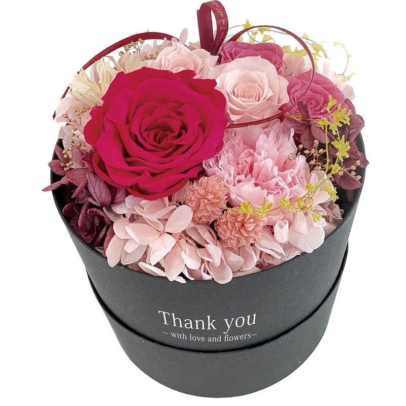 母の日 プリザーブドフラワー サークルボックス ピンク