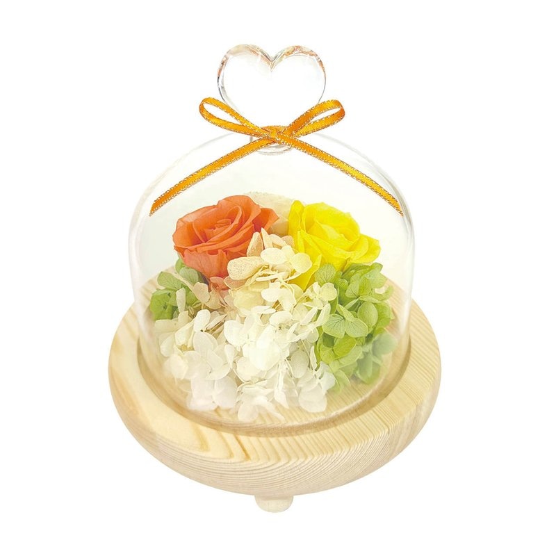 母の日 ハートガラスドーム　オレンジ