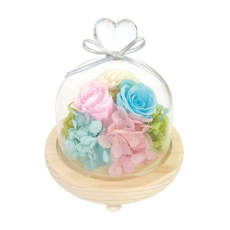 母の日 ハートガラスドーム　ブルーピンク