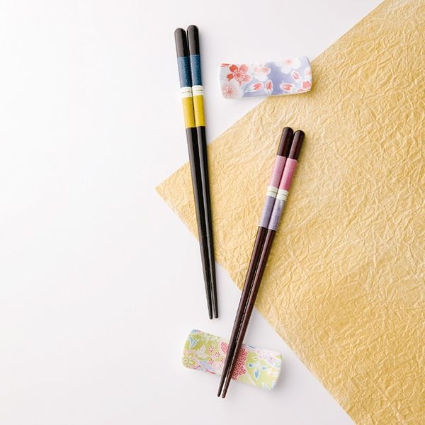 一双 百福桐箱 箸置付夫婦箸 有馬