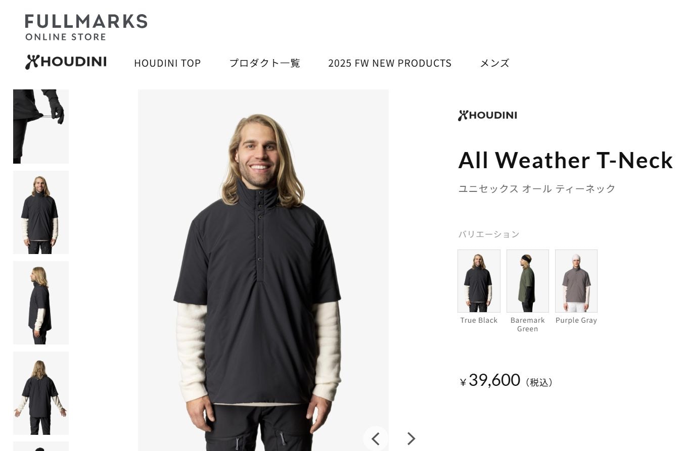 フーディニ HOUDINI All Weather T-Neck G61 Purple Gray 800095 ユニ