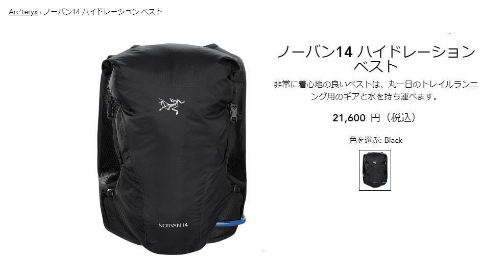 【ほぼ新品】アークテリクス　NORVAN14 リュック　ノーバン L ブラック アークテリクス ARC'TERYX Norvan 14 Hydration Vest Black