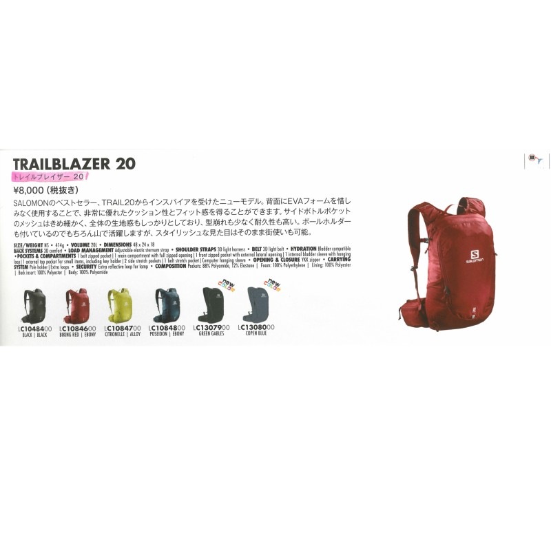 サロモン 20FW SALOMON TRAILBLAZER 20 LC1308000 Copen Blue ポール 