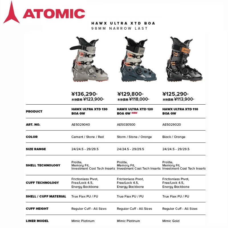 ȥߥå ֡ 2025 ATOMIC HAWX ULTRA XTD 120 BOA GW ۡ ȥ ƥ 饹 98mm