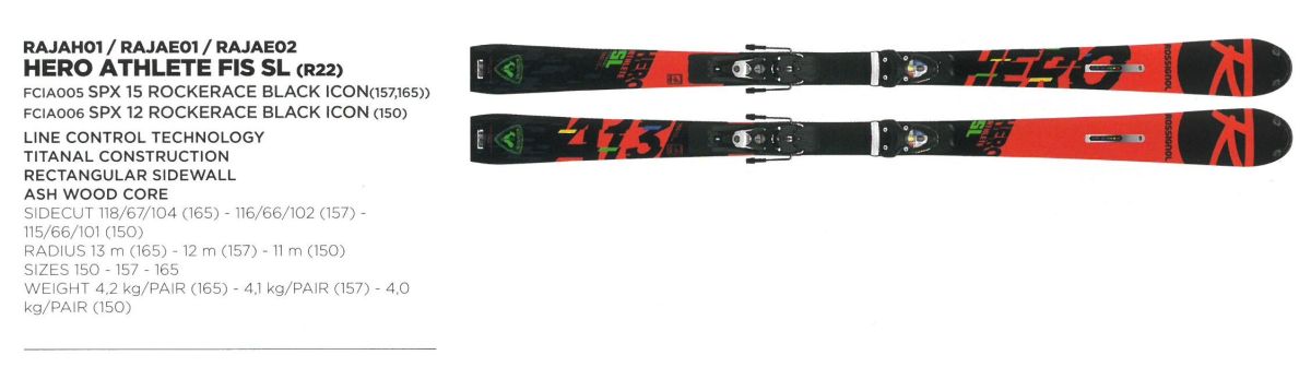 ロシニョール 2020 2021 ROSSIGNOL HERO ATHLETE FIS SL(R22)+SPX15 