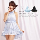 2点セット ワンピース風 レディース水着 ビキニ セパレート 盛れる 露出少なめ アリスブルー ブラック ゆめかわいい 夢かわいい ロリータ ゴスロリ 中学生 高校生 大人　サウナ用水着 コスプレ　ハ