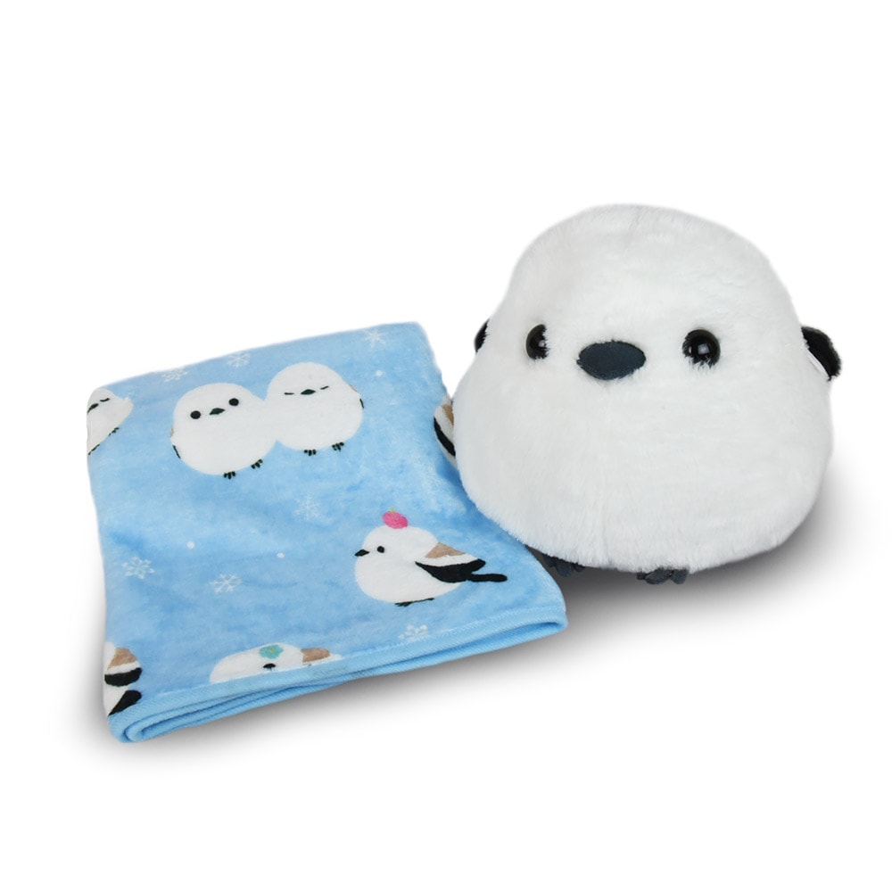 >ふくふくシマエナガぬいぐるみブランケット(シマちゃんブルー) /Fuku-Fuku Shimaenaga stuffed animal blanket(Shima-chan Blue)：705489