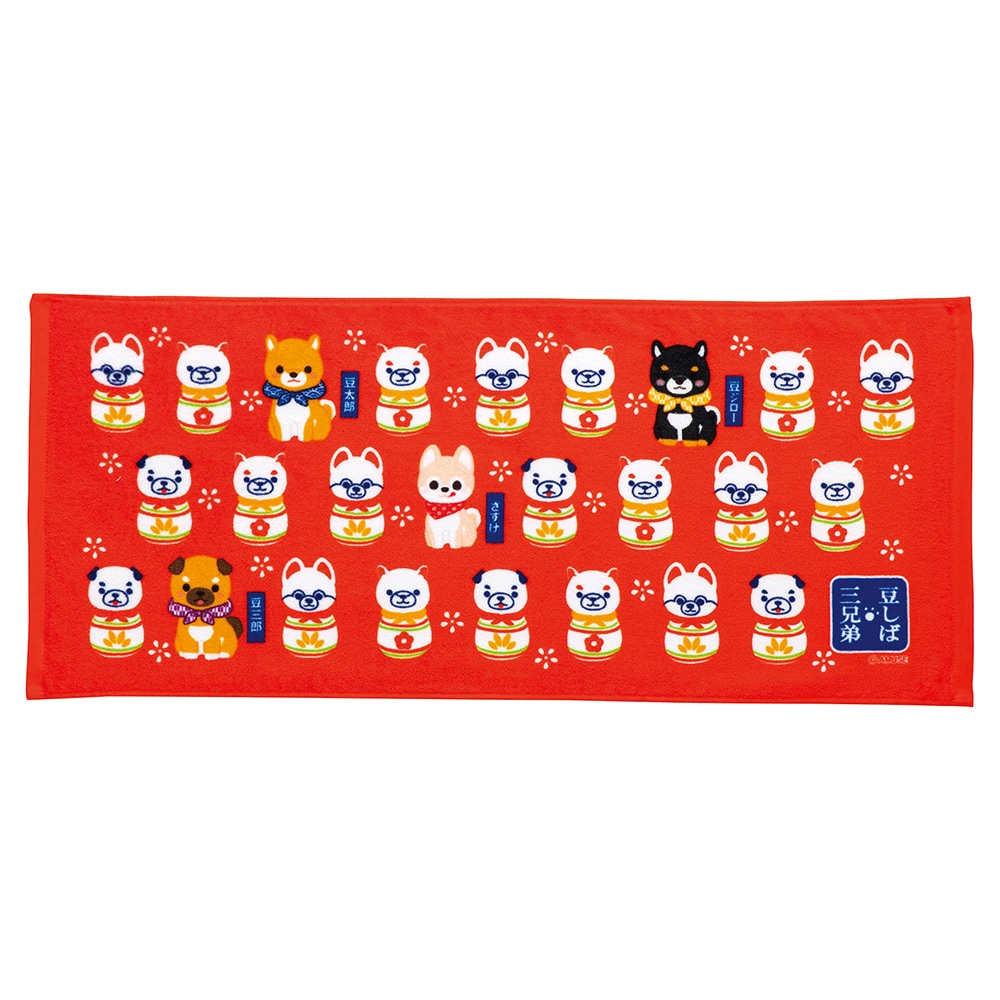 豆しば三兄弟フェイスタオル(こけし)/MAMESHIBA SANKYOUDAI Hand towel (Kokeshi dolls):574514