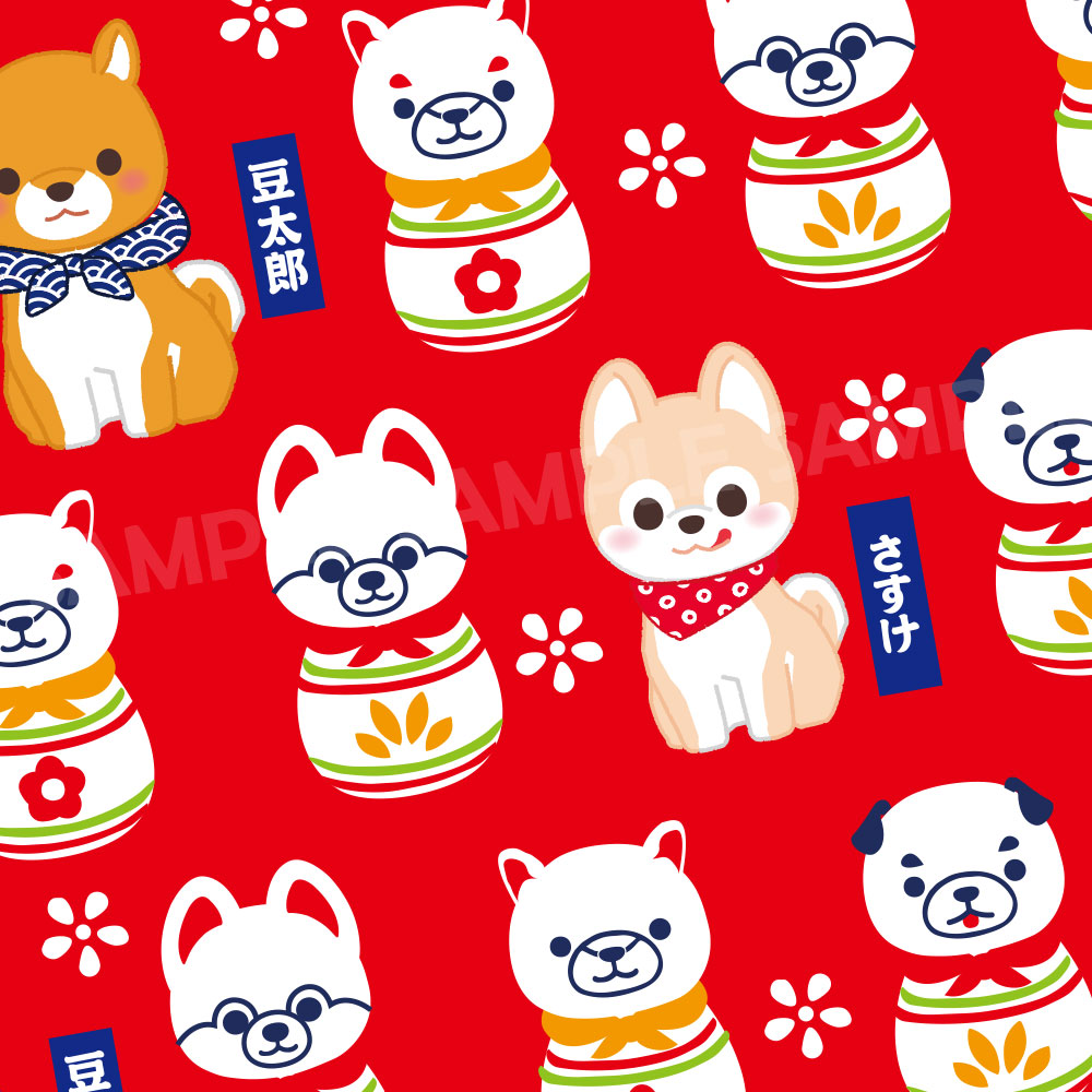 豆しば三兄弟フェイスタオル（こけし）/MAMESHIBA SANKYOUDAI Hand