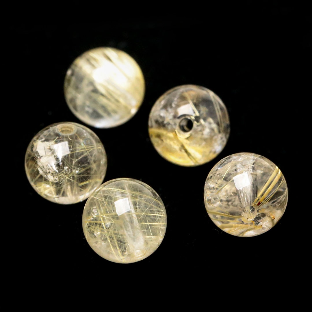 ルチルクォーツ ラウンド ビーズ 8ミリ 5石入り