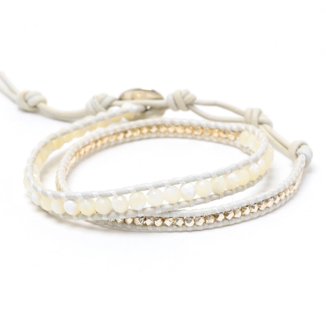 ストーンビーズミックス 2連ラップブレスレット_5253