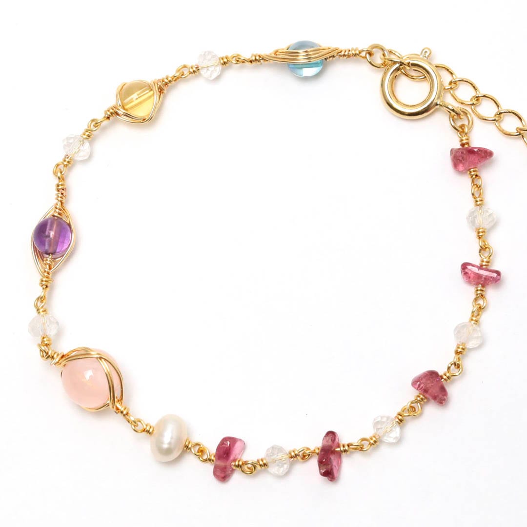 出雲巻ひとつむぎ】ブレスレット（ピンク） ゴールド