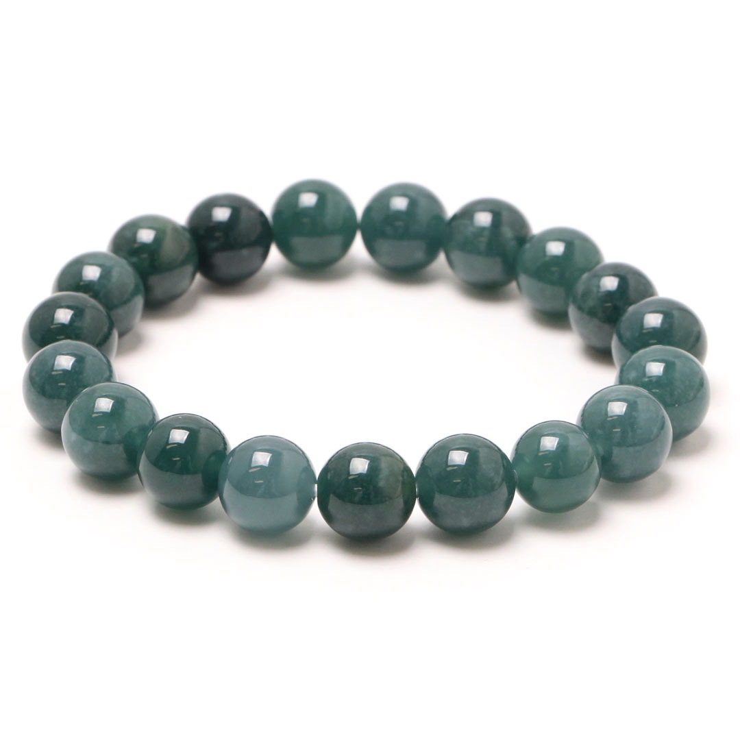 ★【ブレスレット】Gブルー グリーン系 アシメ シンプル ブルーグリーン翡翠 9ミリブレスレット