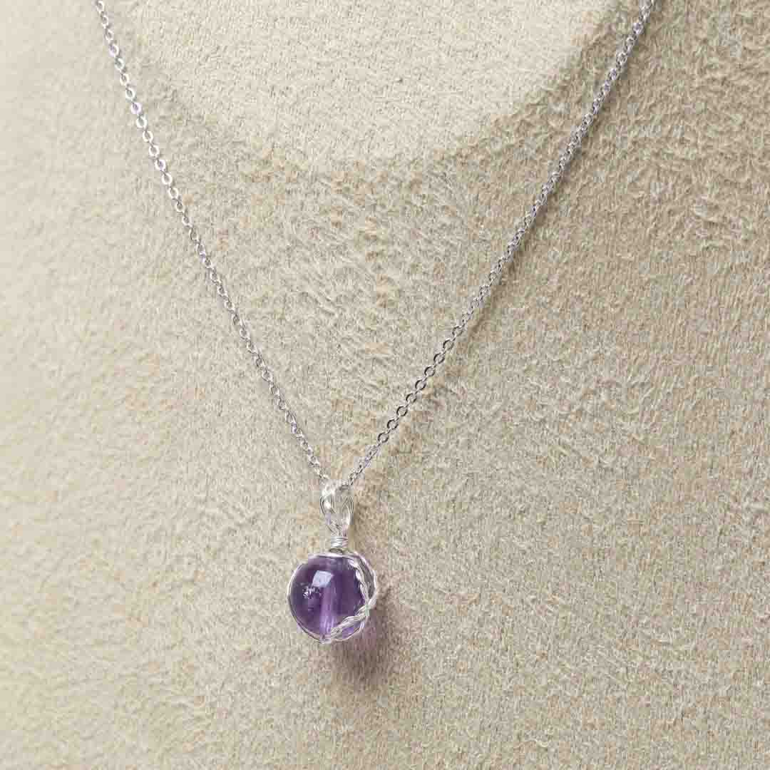 出雲巻ひとつむぎ】ネックレス－結－ ラベンダーアメジスト シルバー