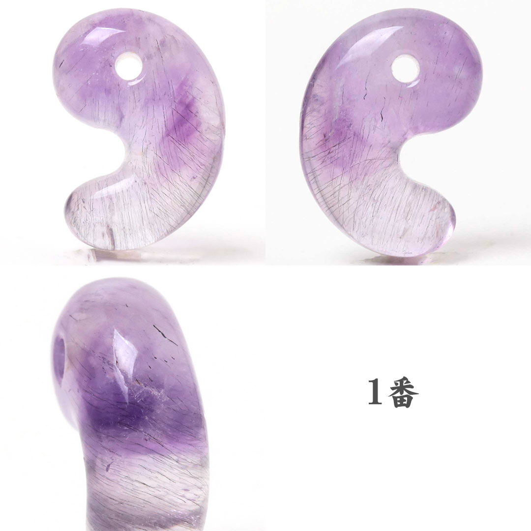 アメジストエレスチャルクォーツB 出雲型勾玉 20ミリ
