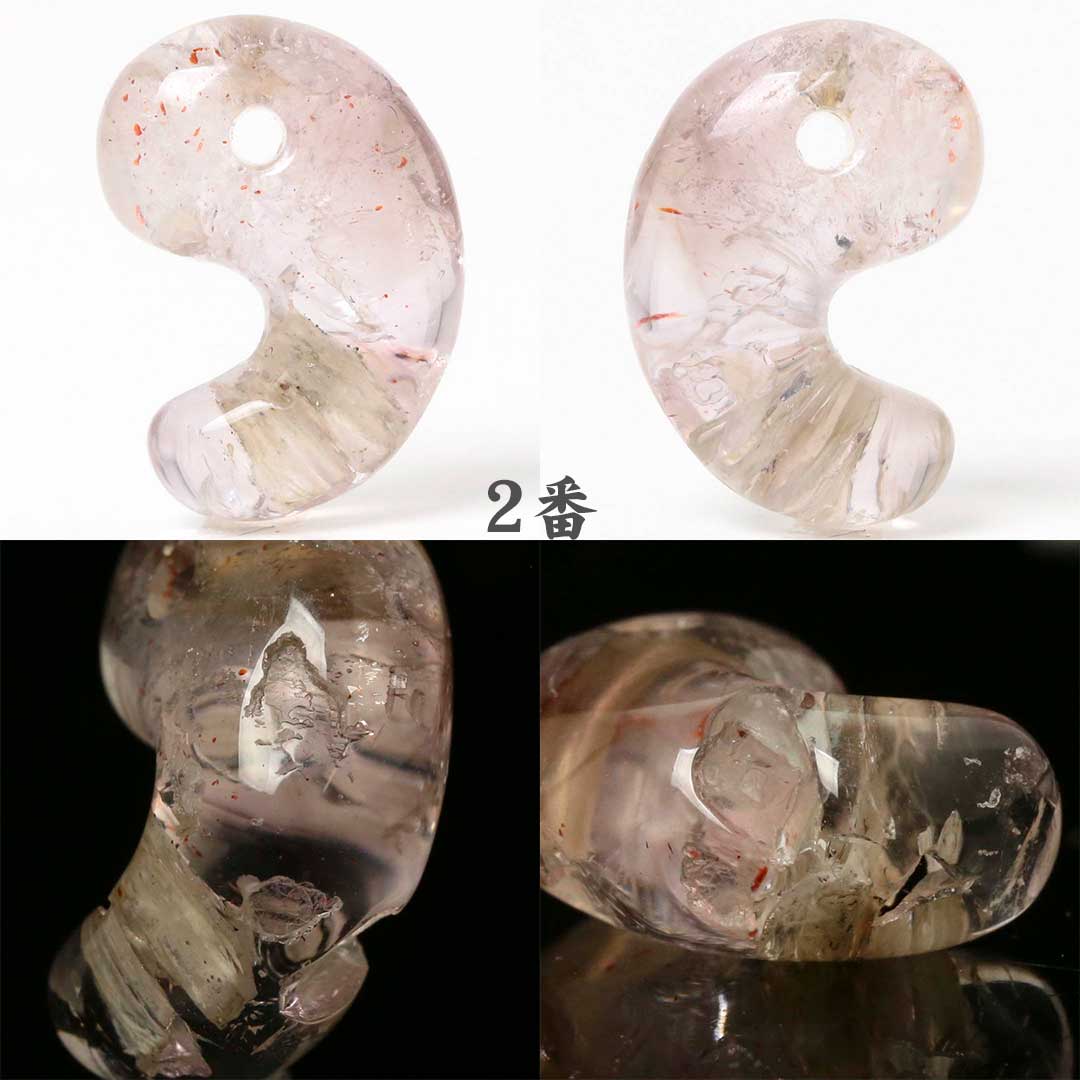 アメジストエレスチャルクォーツB（限定特価） 出雲型勾玉 16ミリ