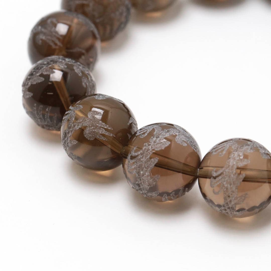 スモーキークォーツ ビーズブレスレット ドラゴン スモーキークォーツ 14ミリブレスレット