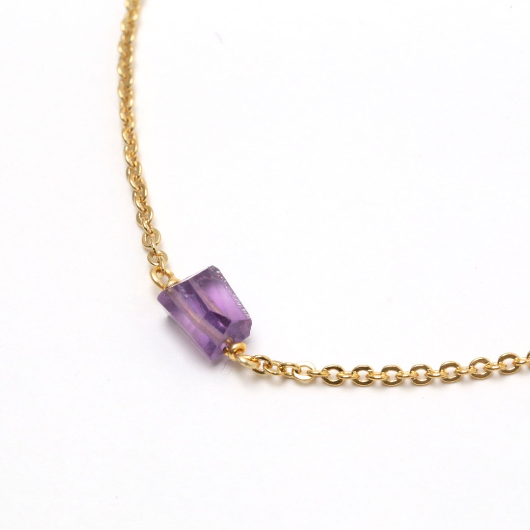 出雲巻ひとつむぎ】タンブルネックレス アメジスト ゴールド