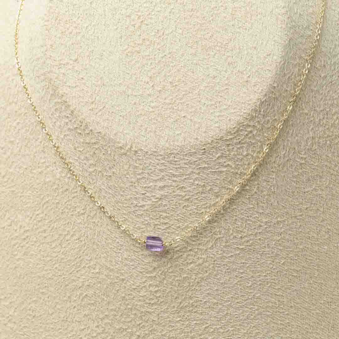 出雲巻ひとつむぎ】タンブルネックレス アメジスト ゴールド