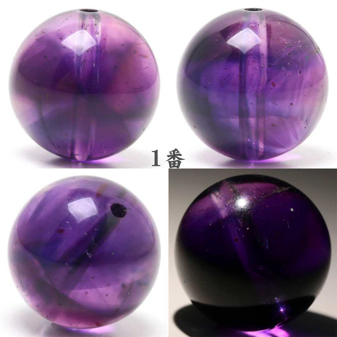 エレスチャル　アメジスト　①【限定品】 限定4石】アメジストエレスチャル HC 13ミリ ビーズ
