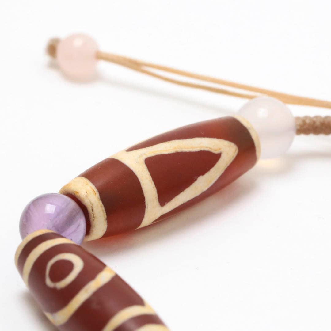 七色玉趣天珠編みブレスレット_幸福・繁栄・長寿