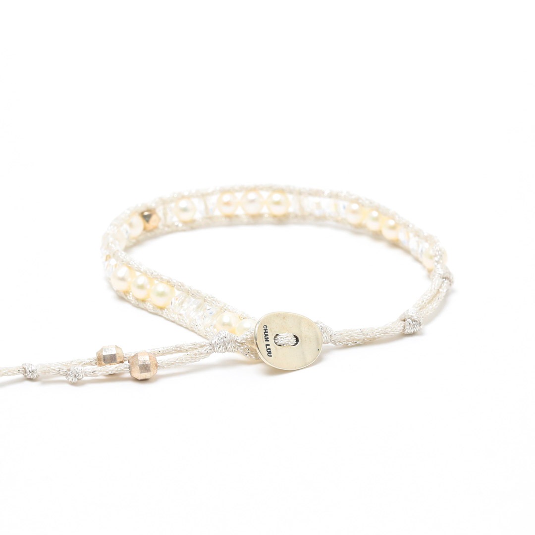 K18 パールミックス ブレスレット エメラルド /パール K18ブレスレット(クレサンベール/淡水真珠/5