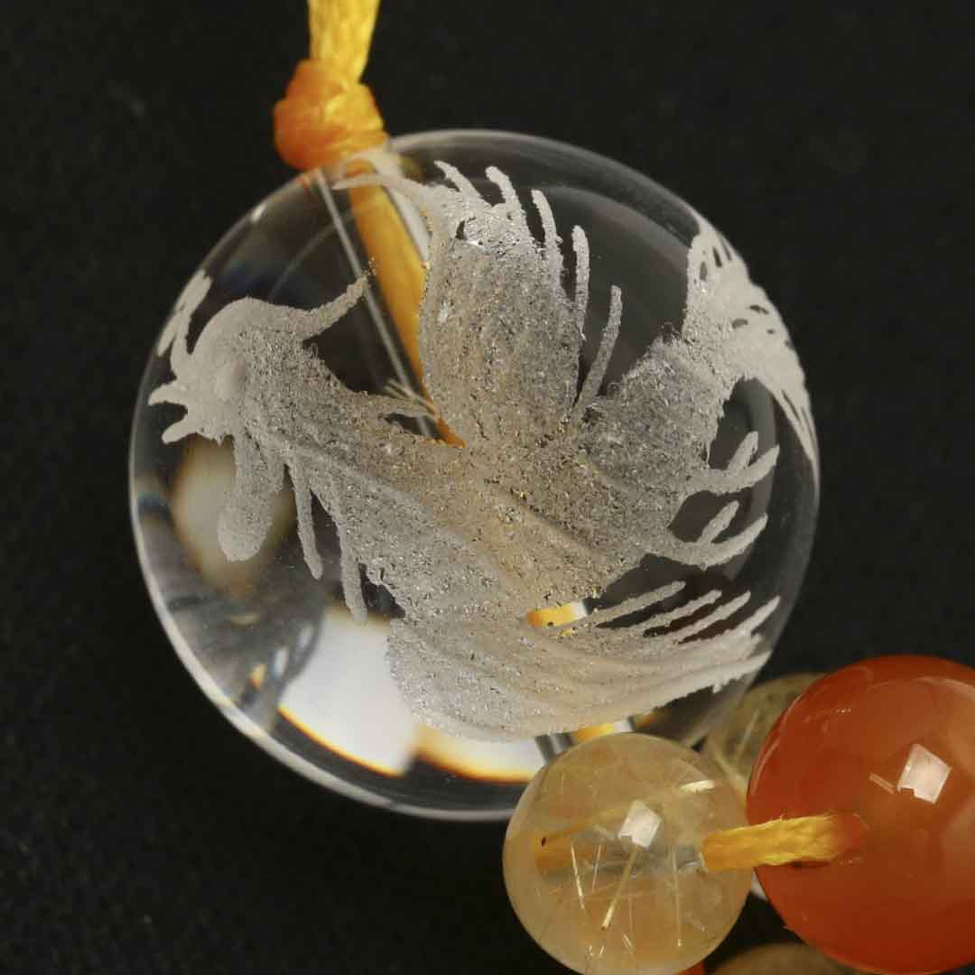 【天然石】ファイヤークォーツ 鳳凰のカービング 台座付き 鳳凰でかたん_可能性・幸運
