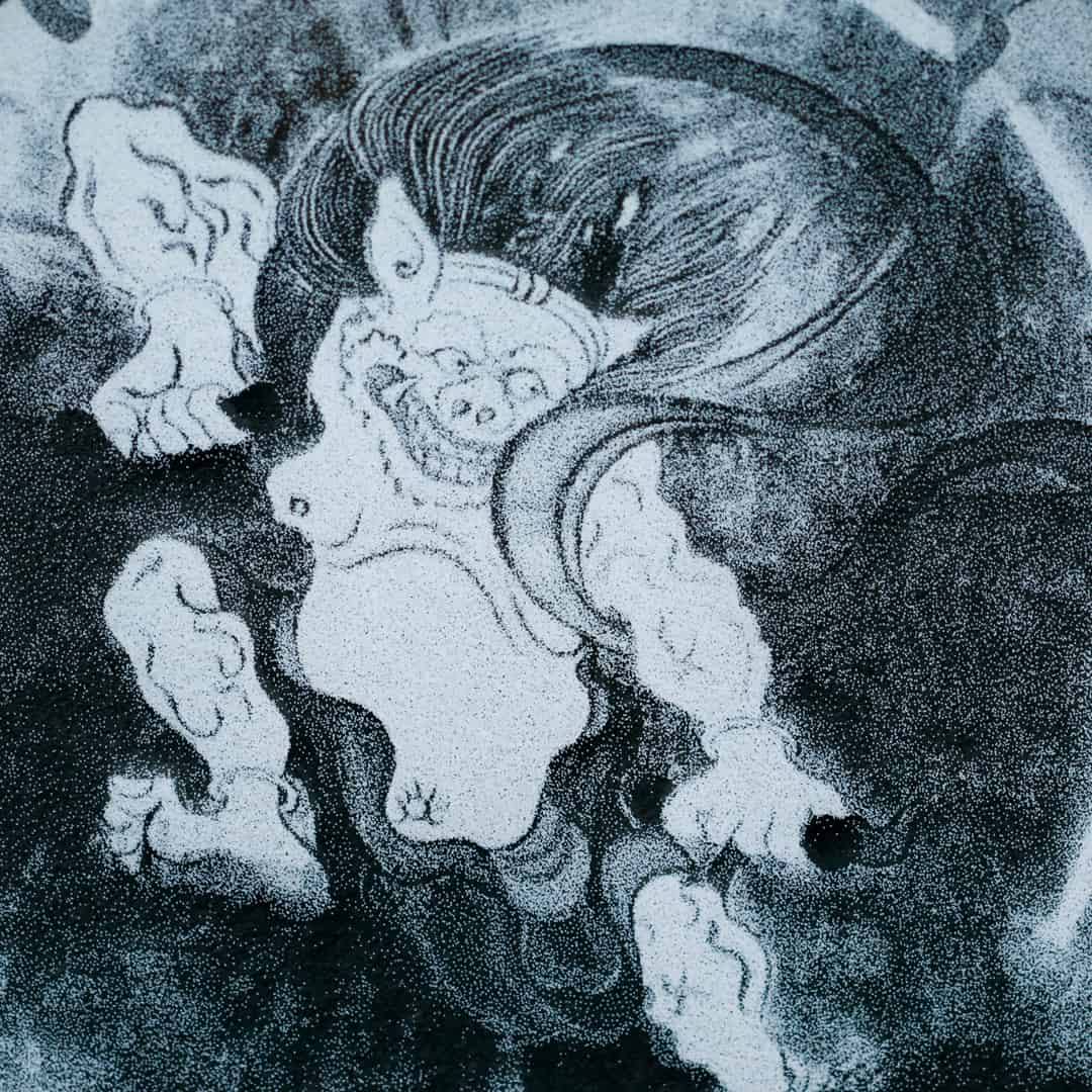 受注販売】石世絵 風神雷神図屏風～雷神