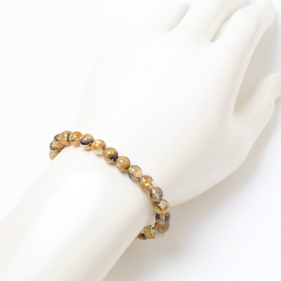 ヘマタイトwithゴールデンルチルクォーツ 6ミリブレスレット