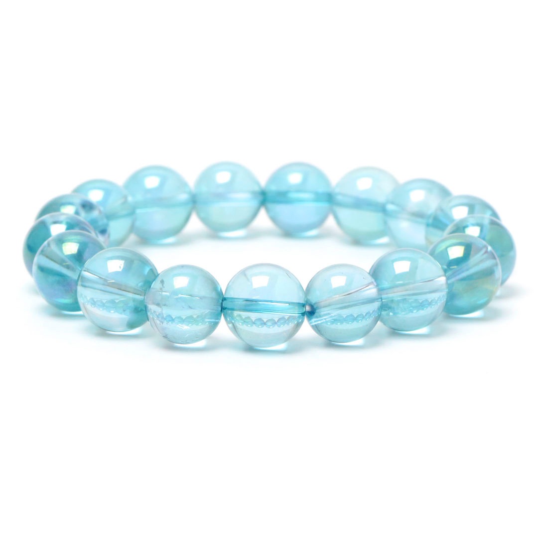 ハンドメイド  アクアオーラ12㎜玉ブレスレット アクアオーラ 12ミリ ブレスレット