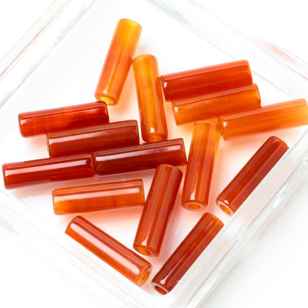 赤めのう 管玉 5×18