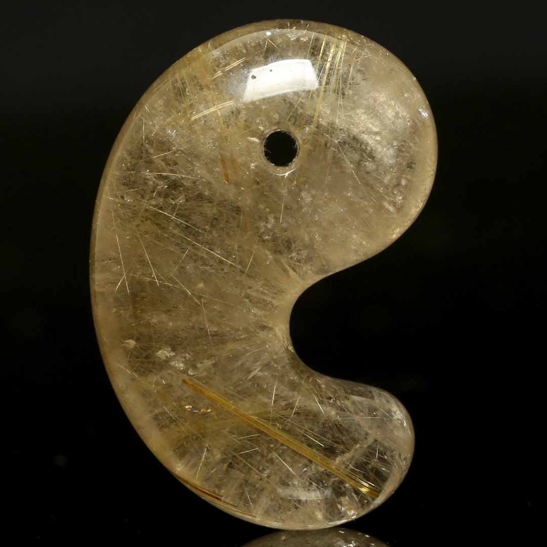 ゴールデンルチルクォーツ 出雲型勾玉 30ミリ