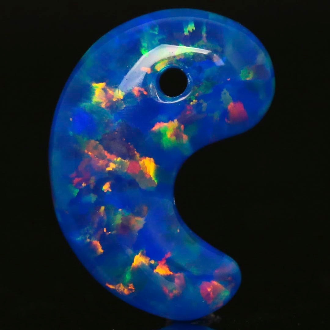 【レア経年品】あらい工房　蠟型鋳金　青銅　蝋型　鋳金　かぶと虫　勾玉　ほおずき 京都オパール 青嵐-セイラン- 出雲型勾玉 30ミリ